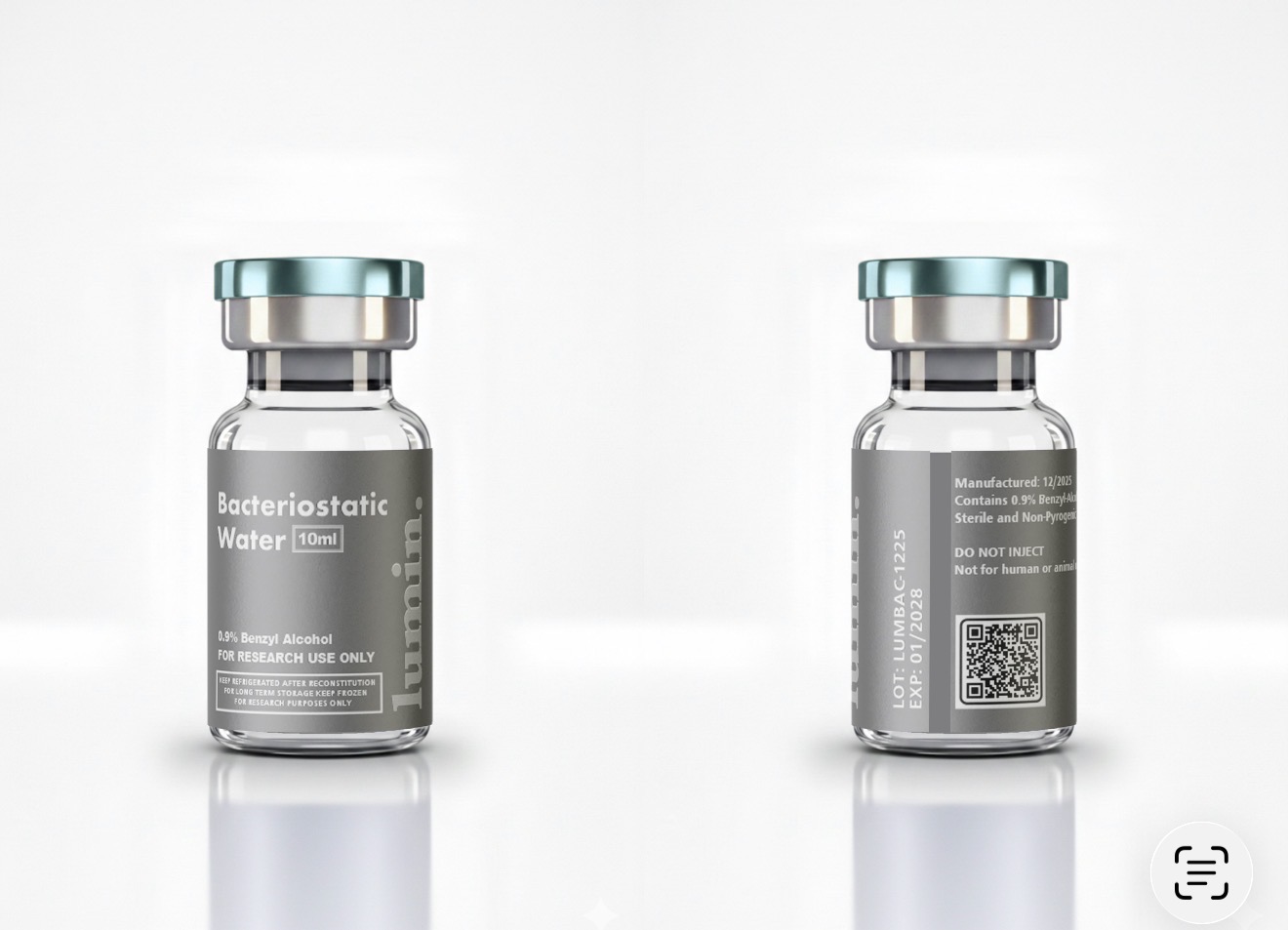 Lumin Research BAC Water 10mL — vials front + back